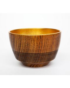 Keyaki Zelkova - Japanese Wood Gold Leaf Lacquered Sake Cup
